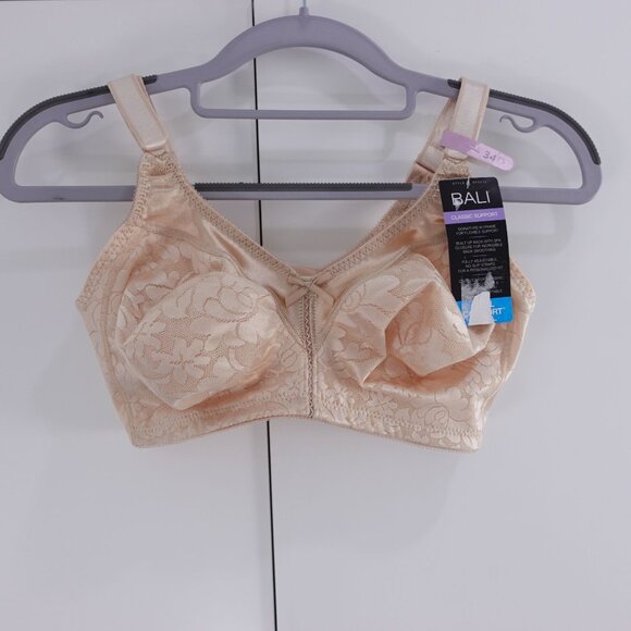 NEW Bali Double Support Spa Closure Wireless Bra White Size 34D 3372 - Picture 1 of 5